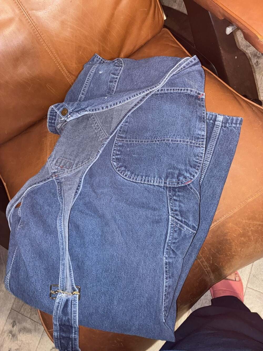 Dickies Men's Blue Denim Bib Work Overalls Size 44X30